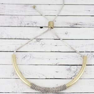 2/$15-TWO-TONE BOX CHAIN WRAPPED BAR BOLO BRACELET
